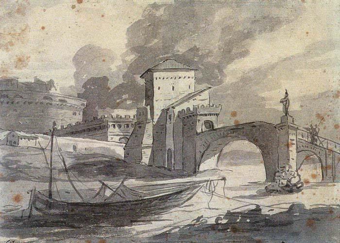 Jan Davidz de Heem View of the Tiber and Castel St Angelo